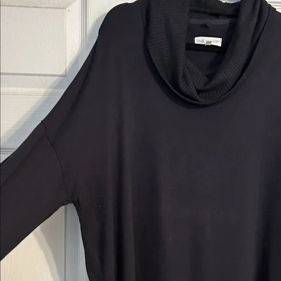 LOU & GREY Ann Taylor Loft Black Black Cowl Neck Sweater Large Softblend Lite - Picture 5 of 7